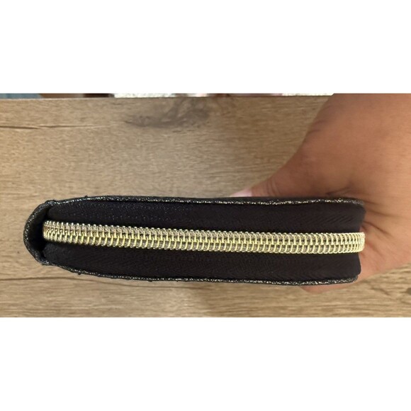 $65 Fossil Jayda Zip Clutch Wallet Grey Black Gunmetal Metallic - Picture 5 of 13